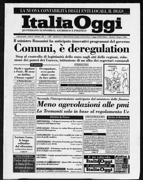 Italia oggi : quotidiano di economia finanza e politica